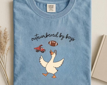 Funny Goose "Outnumbered by Boys" Shirt, Mom Life Tee