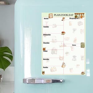 Magnetische weekplanner voor de keuken, planner met koelkastmagneet, afwisbare weekplanner voor op de koelkast, herbruikbare planner