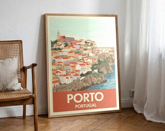 Porto Vintage Travel Poster Print | 1950s Retro Portugal Wall Art | Mid-Century Travel Gift