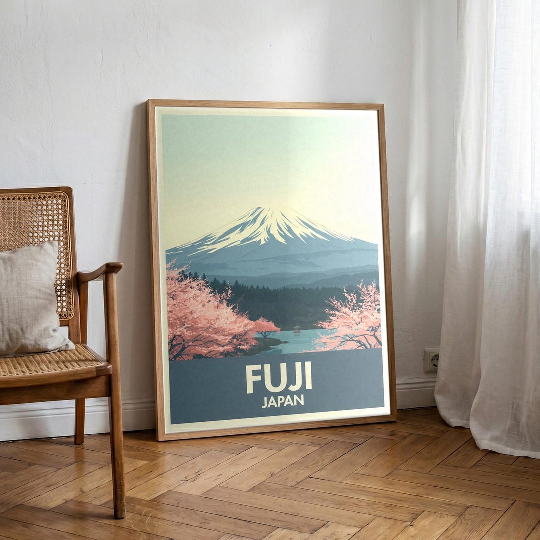 Mount Fuji Vintage Travel Poster Print | 1950s Retro Japan Wall Art ...