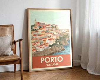 Porto Vintage Travel Poster Printable | 1950s Retro Portugal Wall Art | Digital Download