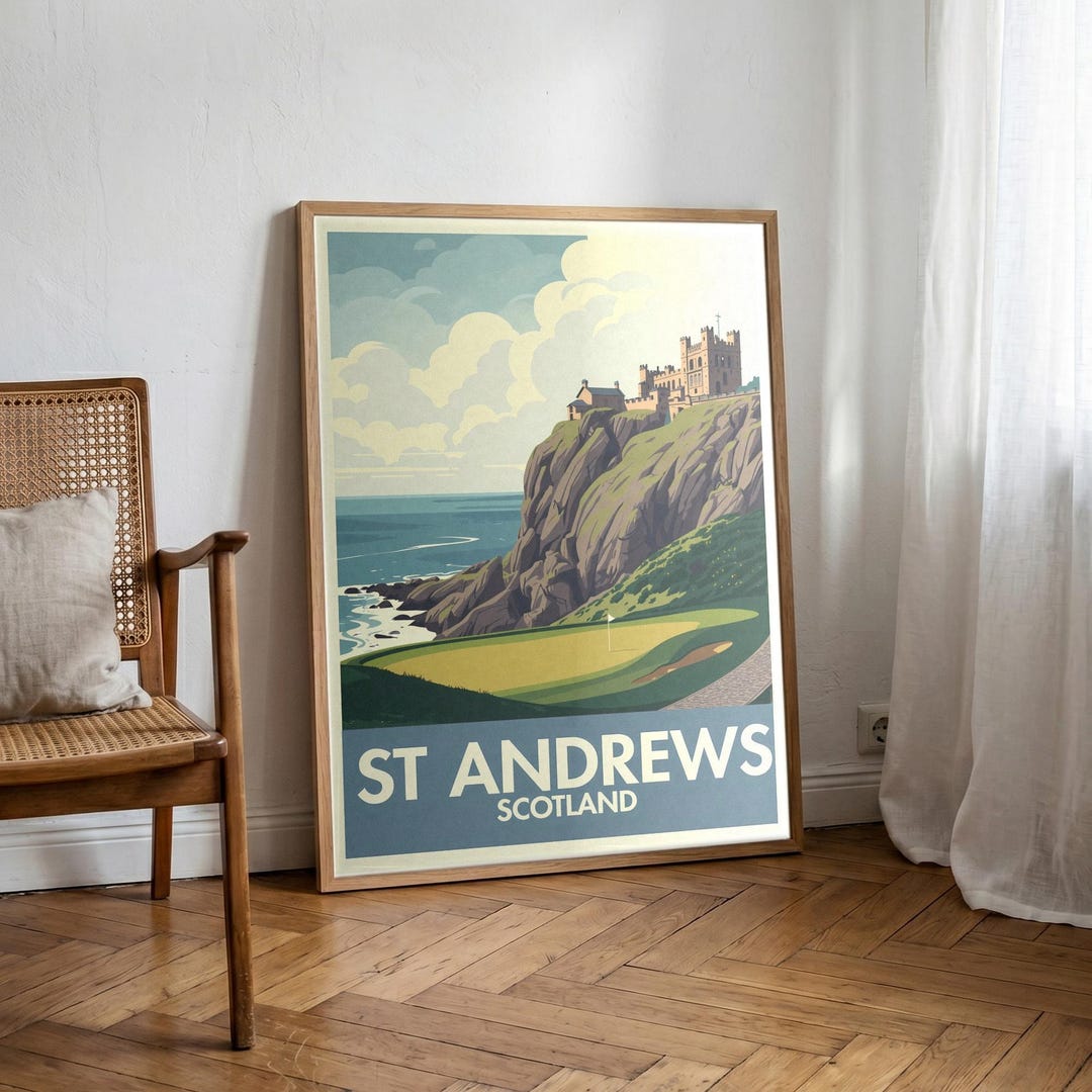 St. Andrews Vintage Travel Poster Print | 1950s Retro Scotland Wall Art ...