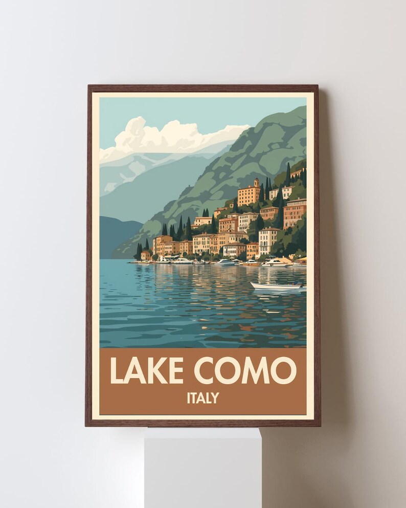 lake como italy travel poster art print (digital... Lake Como Italy Travel Poster Digital Download | Vintage Retro ...