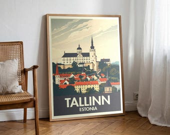 Tallinn Vintage Travel Poster Print | 1950s Retro Estonia Wall Art | Mid-Century Travel Gift