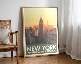 New York Vintage Reise Poster | 1950er Jahre Retro USA Wand Kunst | Mid-Century Reise Geschenk