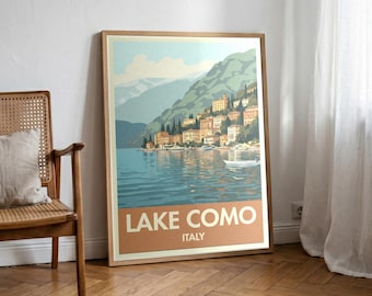 Lake Como Vintage Travel Poster Printable | 1950s Retro Italy Wall Art | Digital Download