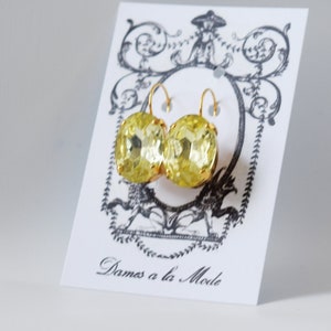 Pale Yellow Earrings, Georgian Earrings, Paste Glass Earring, Regency Earring, Rococo Earring, 18th Century Jewelry, Light Yellow Crystal