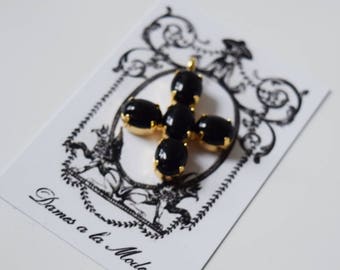 Onyx Jane Austen Cross, Jane Austen Cross Pendant, Black Onyx Cross, Regency Mourning Jewelry, Mourning Cross Pendant, Black Cross Pendant