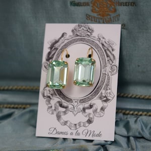Mint Green Crystal Earrings, Mint Rhinestone Earrings, Chrysolite Green Jewelry, Chrysolite Crystals, Wintergreen Wintermint Big Earrings
