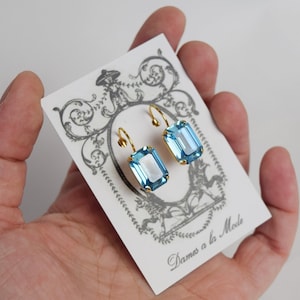 Aquamarine Earrings, Blue Topaz Swarovski Crystal Earrings, Aquamarine Blue, 18th Century, Rococo Earrings, Aqua Georgian Paste Jewelry