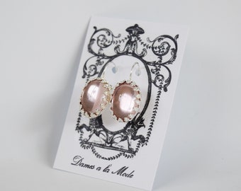 Pale Pink Crystal Earrings, Pink Bridal Earring, Georgian Paste Jewelry, Marie Antoinette Blush Pink 18th Century Earring, Regency Jewelry
