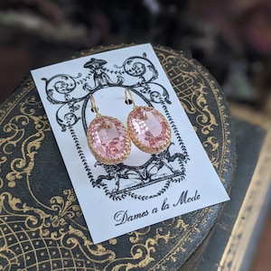 Marie Antoinette Earrings, Georgian Paste Earring, Pink Crystal Earring, Blush Pink Jewelry, Jane Austen Earring, Regency 18th Century Jewel