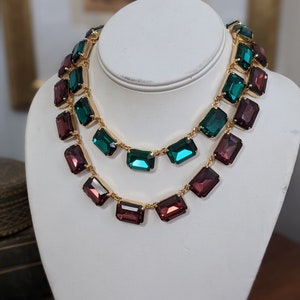 Burgundy Crystal Collet Necklace, Dark Red Riviere Necklace, Maroon Anna Wintour Necklace, Deep Red Necklace, Wine Red Necklace Crystal