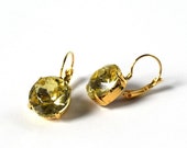 Light Yellow Crystal Earrings, Yellow Rhinestone Earring, Citrine Earring, Paste Glass Jewelry, 19th Century Jewelry, 18th Century Citrine