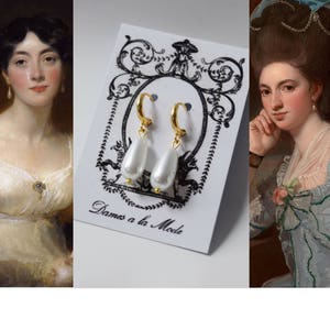 Regency Pearl Earrings, Historical Jewelry, 18th Century Pearl Earring, Pearl Hoop  Rococo Earring, Marie Antoinette earring Dames a la Mode