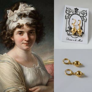 1790s Gold Bead Earrings, Reproduction Jewelry, Historical Earrings, Reenactor Jewelry, Historical Costume, Gold Beaded Earrings, Gold Ball