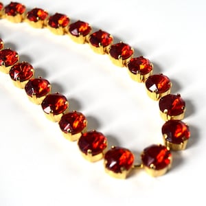 Bright Red Crystal Necklace, Ruby Red Paste Collet necklace, Red Rhinestone Jewelry, Bright Red Anna Wintour Necklace Ruby Red Jewelry