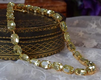 Citrine Yellow Swarovski Necklace, Lemon Rhinestone Jewelry, Yellow Crystal Necklace, Swarovski Crystal Jewelry, Citrine Swarovski Jewelry