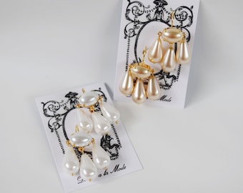 Pearl Girandole Earrings, 1700s jewelry 18th Century Earring, Historical Jewelry, Reproduction Jewelry, triple drop earring marie Antoinette