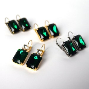 Rhinestone Earrings Emerald Earring, Emerald Crystal, Emerald Green Crystal, Angelina Green Crystal Earring, Green Statement Emerald Wedding