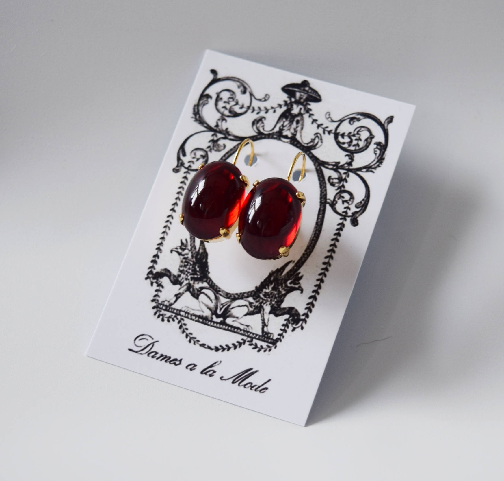 Granat Glas Ohrringe, Roter Strass Ohrring, Georgischer Schmuck, 18. Jahrhundert Ohrringe, historischer Schmuck, Reproduktion 19th, Spiegel Ohrring