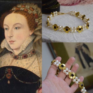 Tudor Necklace, Elizabethan Jewelry, Tudor Jewelry, Queen Elizabeth Necklace, Renaissance Necklace, Renaissance Pearl, Tudor Pearl Jewels