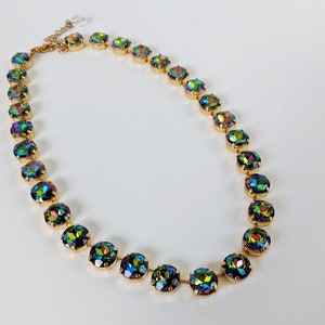 Rainbow Necklace, Rainbow Crystal Jewelry, Colorful Necklace, Anna Wintour Necklace, Vitrail Rhinestones, Riviere Necklace Rainbow Statement