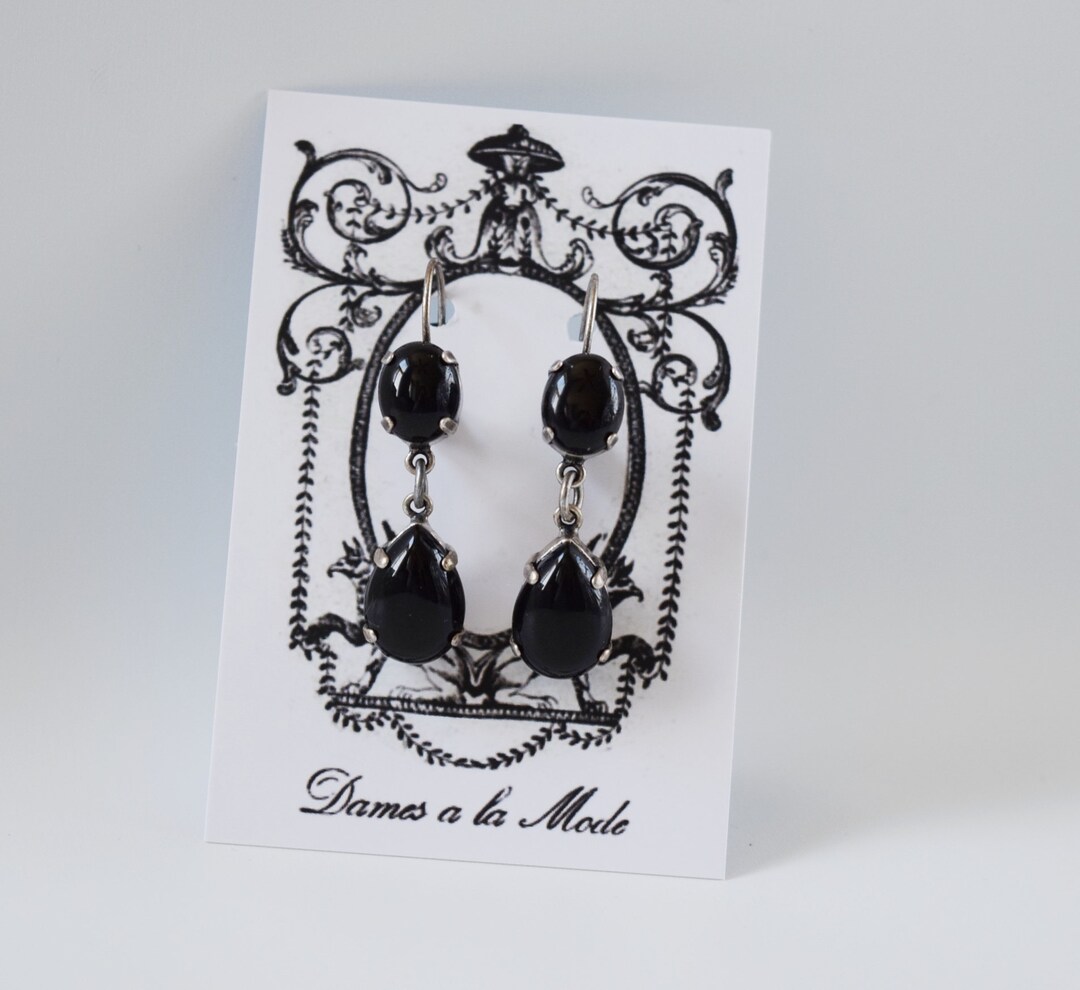 Black Onyx Earrings, Regency Earrings, Historical Jewelry, Mourning ...