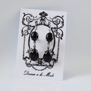 Black Onyx Earrings, Regency Earrings, Historical Jewelry, Mourning Earrings, Historic Jewelry, 19th Century Victorian  Mourning Earrings