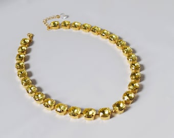 Citrine Yellow Collet Necklace, Yellow Crystal Parure, Riviere Necklace, Regency Jewelry, 19th Century Costume, Anna Wintour, Yellow Citrine