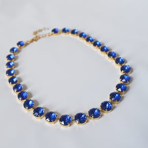 Sapphire Collet Necklace, Blue Anna Wintour Necklace, Royal Blue Crystal, Crystal Riviere Necklace, Sapphire Tennis Necklace Regency Jewelry