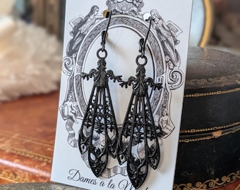 Reproduction Berlin Iron Resin Earrings, Gothic Earrings, Regency Earrings, Reproduction Jewelry, Historical Jewelry, Goth Jewelry, Vampire