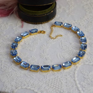 Light Blue Statement Necklace, Anna Wintour Necklace Light Blue, Georgian Paste Collet Necklace, Regency Necklace, 18th Century Blue Jewelry