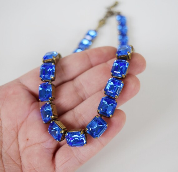 ヴィンテージスワロフスキー ネイビー ブルー キラキラ 大人アクセサリー