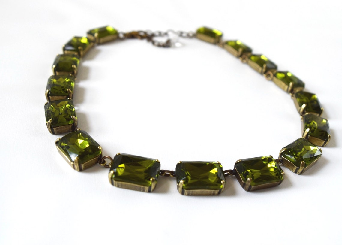 Olive Green Necklace Olive Statement Necklace Olive Jewelry Etsy Canada