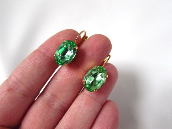 Green clearance rhinestone earrings