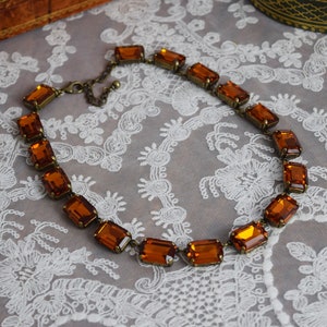 Anna Wintour Necklace, Citrine Collet Necklace, Topaz Georgian Paste Riviere Necklace, Regency Jewelry 18th Century Jewelry, Orange Necklace