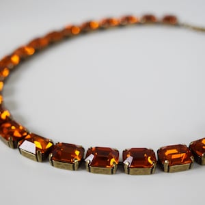 Anna Wintour Necklace, Orange Crystal Collet Necklace, Georgian Paste Riviere, Rhinestone Statement Necklace, Madeira Topaz Necklace Riviere