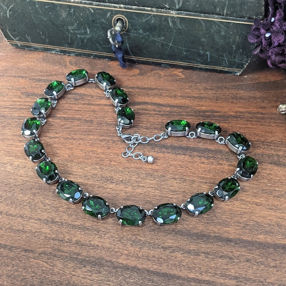 Dark Green Necklace Green Statement Necklace Tourmaline Green