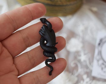 Reproduction Victorian Hand & Snake Brooch, Gothic Hand Pin, Victorian Jewelry, Victorian Brooch, 19th Century Jewelry, Creepy Jewelry
