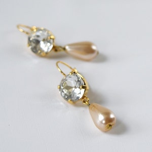 Crystal Pearl Earrings,  Historical Jewelry, Glass Diamond and Pearl, Pearl Crystal, 18th Century Jewelry, 19th Century, Regency Jewelry