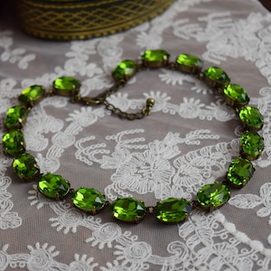 Olive Green Anna Wintour Necklace, Georgian Paste Necklace, Green Statement Necklace. Regency Necklace, Jane Austen Jewelry, Olive Necklace