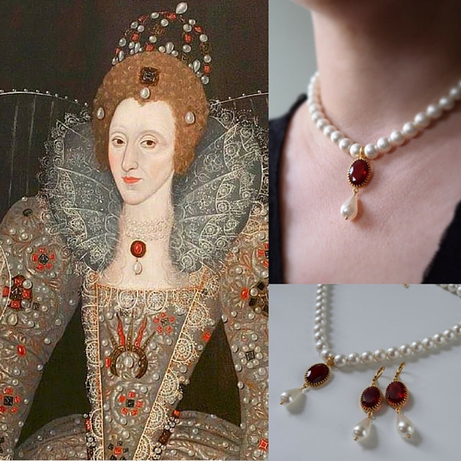 TUDOR STONE NECKLACE IRIDESCENT RASPBERRY main image 0