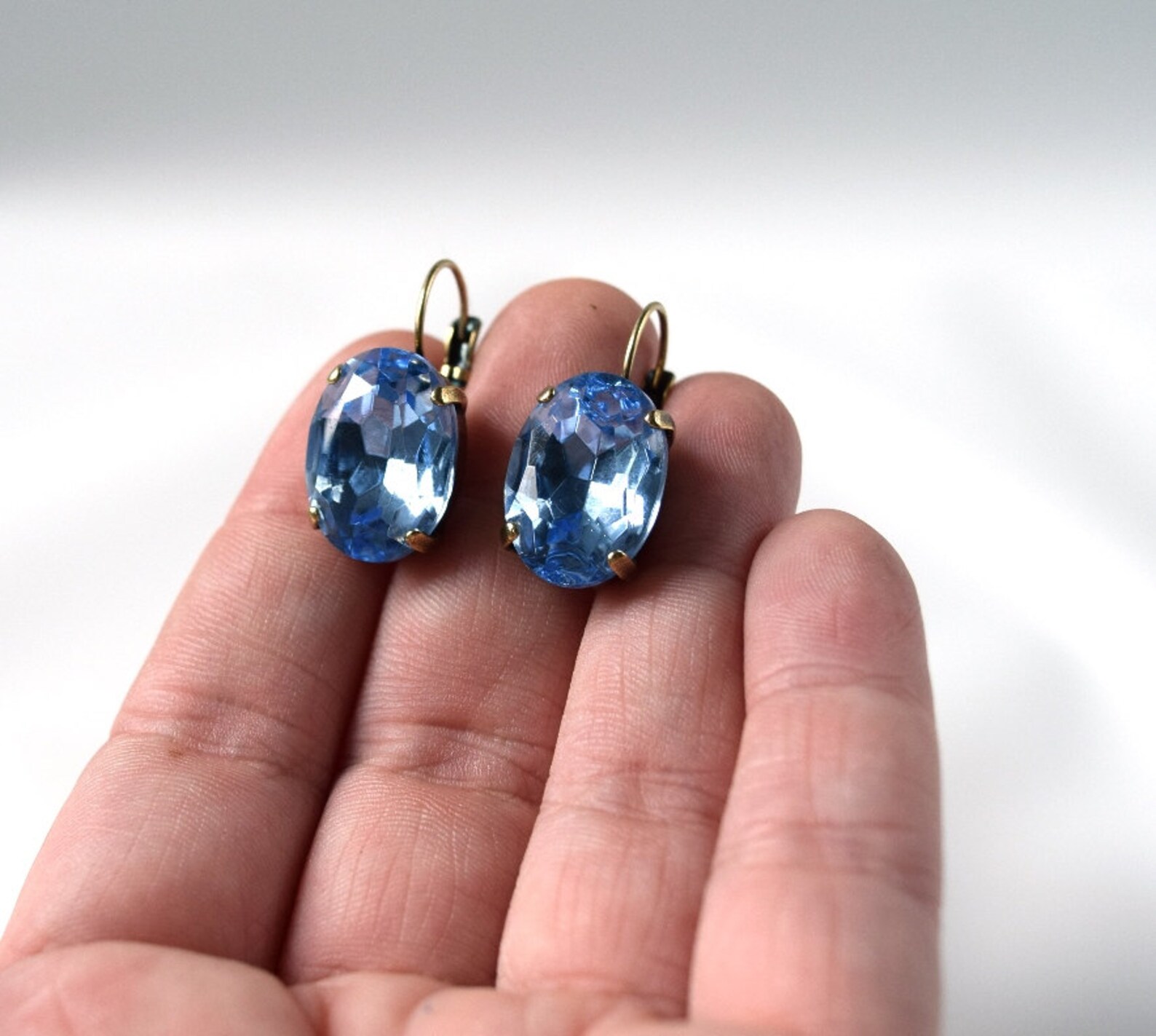 Light Blue Earrings Sky Blue Crystal Earrings Light Sapphire Etsy