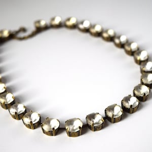 Matte Crystal Necklace, Clear Crystal Collet necklace, Layering Necklace, Clear Rhinestone Jewelry, Anna Wintour Necklace White Jewelry