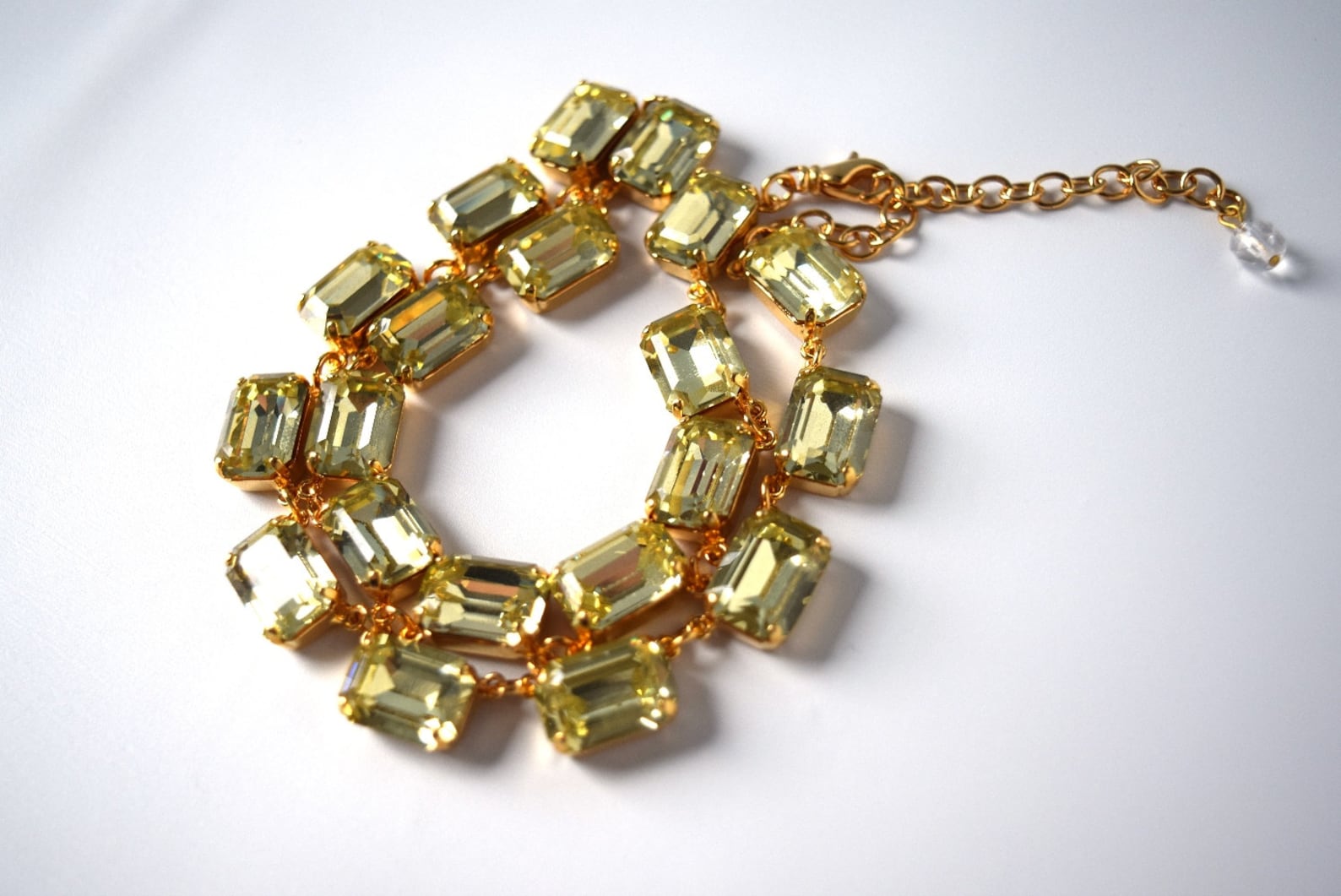 Yellow Crystal Necklace Swarovski Crystal Jewelry Citrine Etsy