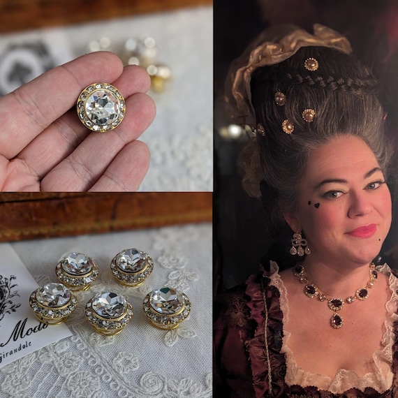 18th Century Hair Decorations, Marie Antionette Hair, Rococo Jewelry, Eighteenth Century Hair, Historical Hair crystals, Historical Jewelry