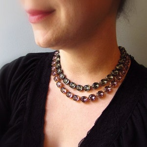 Lavender Purple Anna Wintour Necklace, Georgian Paste Necklace, Light Purple Collet Necklace, Lilace Statement Jewelry, Riviere Necklace