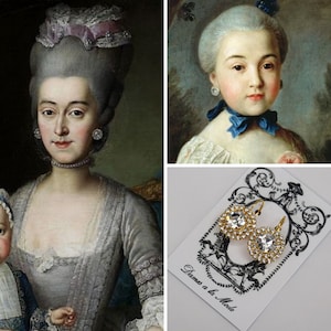 18th Century Earrings, Georgian Paste Earrings, Historical Jewelry, Marie Antoinette Earrings, Rococo Jewelry, Reproduction Earrings, Paste