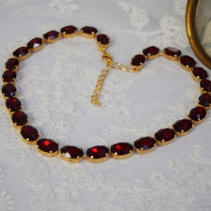 Garnet Red Anna Wintour Necklace, Garnet Crystal Georgian Collet Necklace Riviere Necklace, Regency Garnet necklace, 18th Century, Dark Red